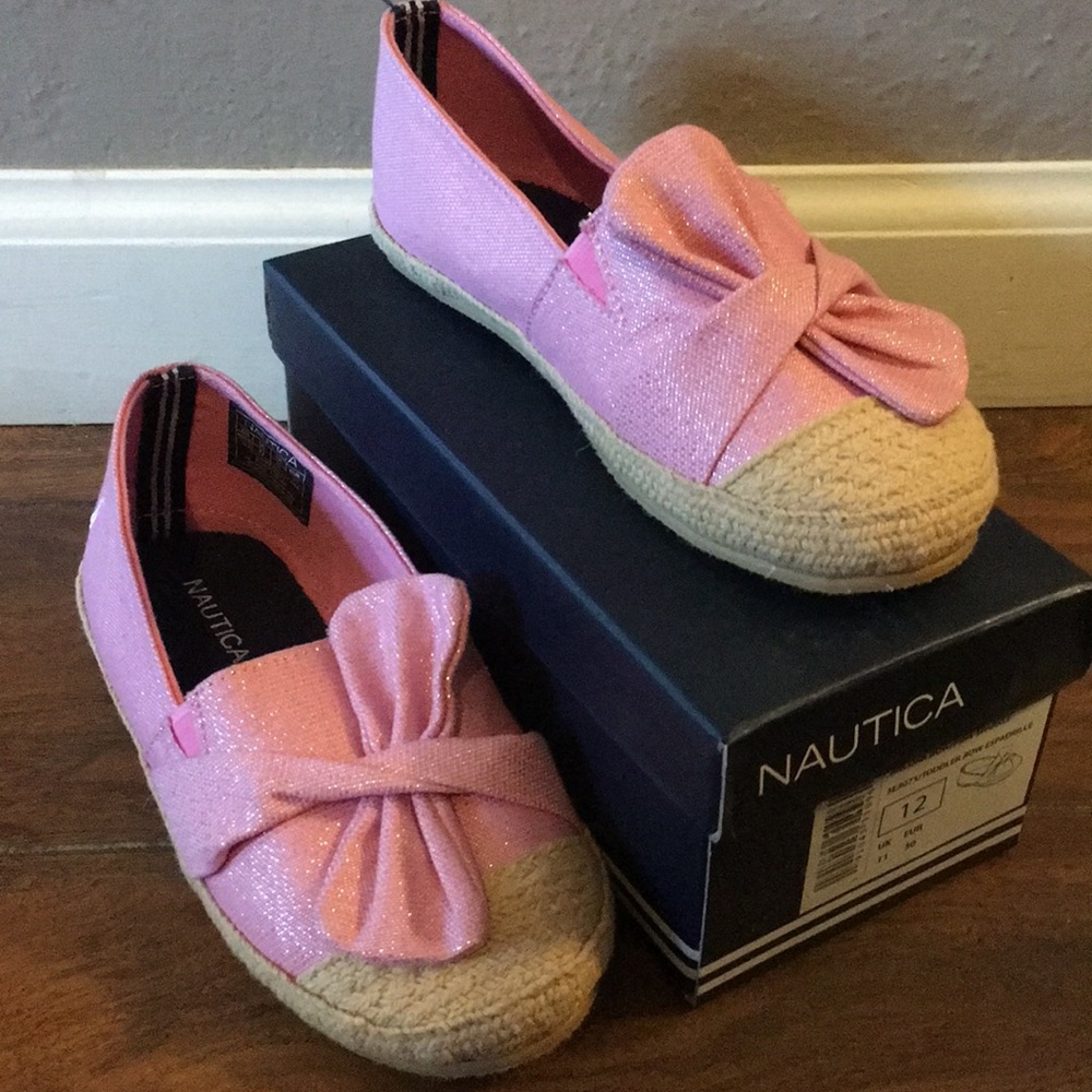 NIB Nautica Toddler Bow Espadrille Pink Shoes 12